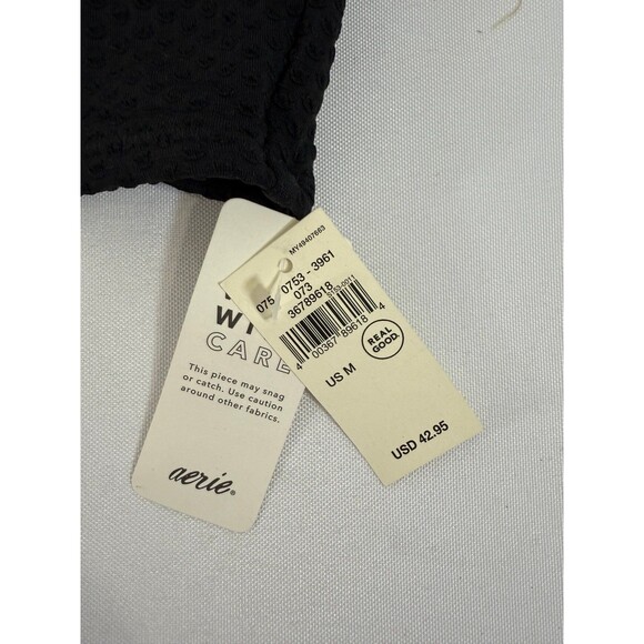 Aerie Swim Top Black NWT Size Medium Textured TOP ONLY - Picture 4 of 4